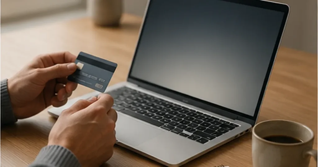 sjekker vilkår og betaling for et iptv-abonnement på laptop