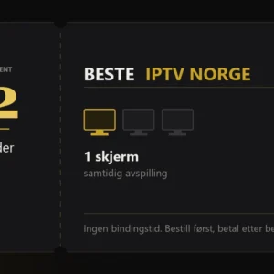 Iptv-abonnement fra Beste IPTV Norge, 12 måneder med 1 skjerm samtidig