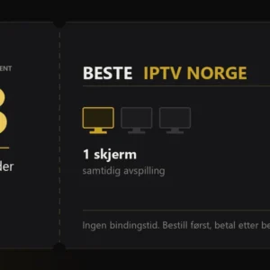 Iptv-abonnement fra Beste IPTV Norge, 3 måneder med 1 skjerm samtidig